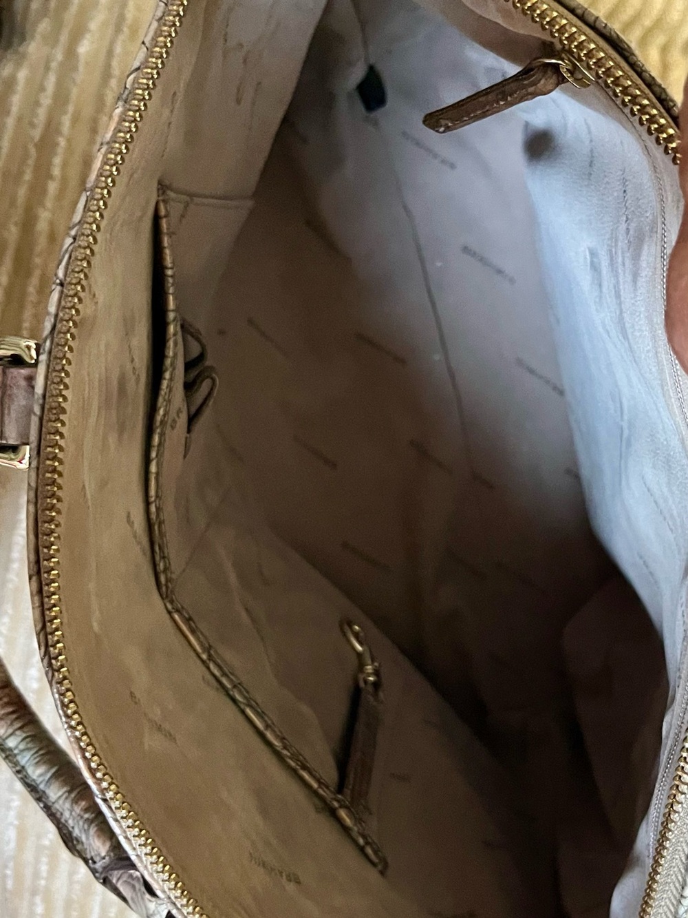 Brahmin Neutral Croc-Embossed Tote in Beige and Taupe, bag included - Picture 3 of 3